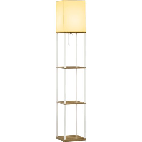 Moderne Stehlampe aus Holz mit 3 Ablagen, E27-Fassung (Leuchtmittel nicht enthalten), für Schlafzimmer, Wohnzimmer, Büro, Café, Hotel, weiß (1/5)