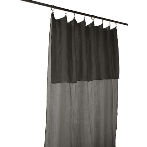 Rideau ajustable + 8 anneaux Gaze de coton 140x300 GAIA Granit