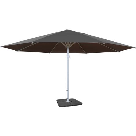 [JAMAIS UTILISÉ] Parasol Meran II, gastronomie, parasol pour marché Ø 5m, poteau alu,blanc 28 kg, anthracite avec support