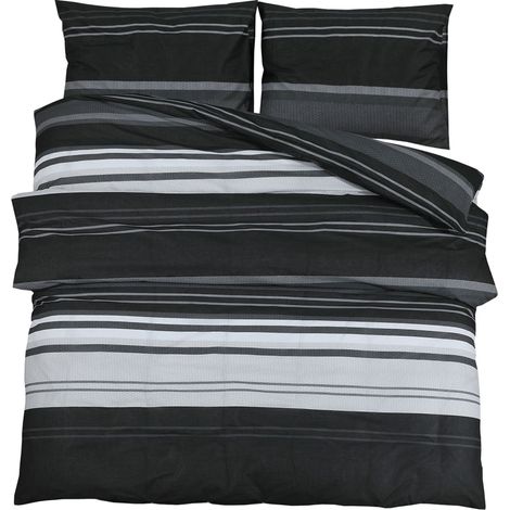 Ensemble de housse de couette noir et blanc 200x200 Coton (1/4)