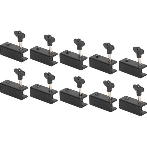 Lot de 10 verrous de sécurité pour fenêtres coulissantes, double trou, réglables, en alliage d'aluminium, avec clé, pour la maison et le bureau (noir). (1/5)