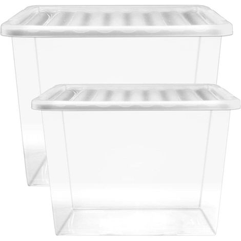 5 x 20L Heavy Duty Multipurpose Home Office Clear Plastic Storage Containers With Lids