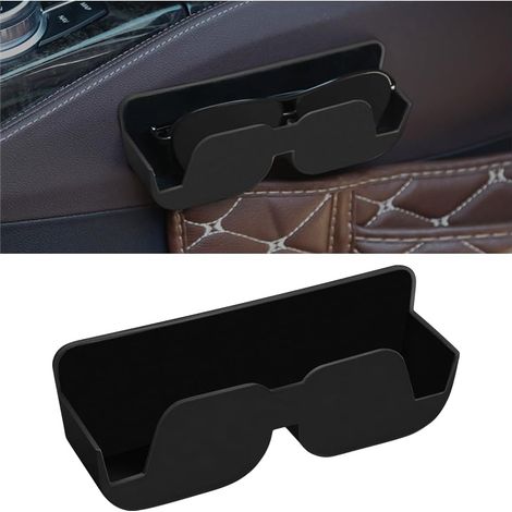 Portaocchiali da auto, custodia per occhiali da auto, supporto universale autoadesivo per occhiali da auto, copertura protettiva autoadesiva per accessori per occhiali da auto (nero) (1/2)