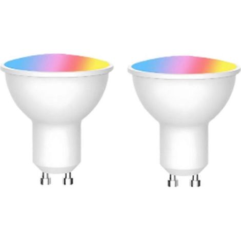 Ampoule LED Tuya Bluetooth GU10, 6 W, 220 V, dimmable, compatible avec l'application Smart Life et Alexa/Google (lot de 2). (1/5)