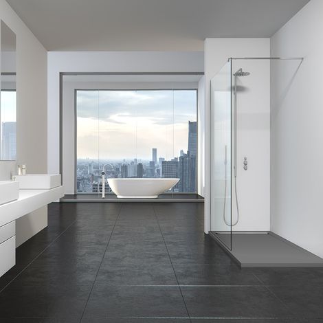 Receveur de douche résine gris 80x120, Kristal (1/3)