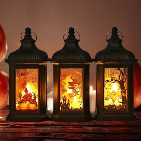 3 Pièces Lanterne Halloween LED, Decoration Halloween Exterieur et Interieur a Suspendre, Halloween Decoration Citrouille Lumineuse, Décoration Jardin Lumière Batterie Fantome Veilleuse Deco Halloween (1/4)