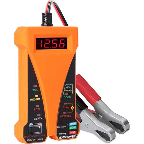 12V numérique Testeur de Batterie Voltmètre Analyseur de Système de Charge avec Affichage LCD et Indication LED - Orange (1/4)