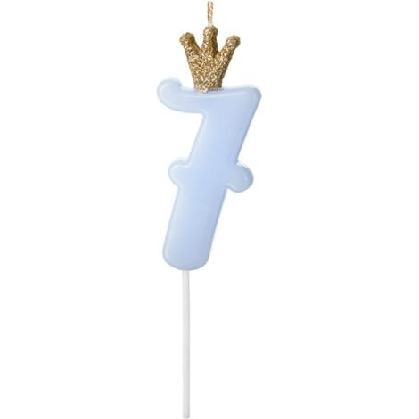 Bougie d'anniversaire PartyDeco numéro 7 bleu clair 9,5 cm (1/3)