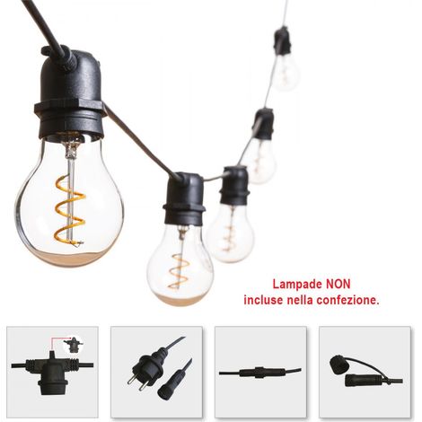 Alca power catena di 10 portalampade per e27 - lampadine non incluse (1/5)