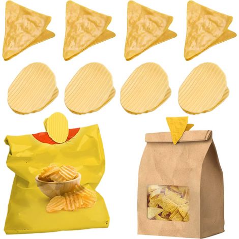 Lot de 8 adorables pinces à sachets en forme de pomme de terre - Fermetures de sachets alimentaires rondes et triangulaires pour le rangement en cuisine et les en-cas (4 rondes + 4 triangulaires) (1/5)