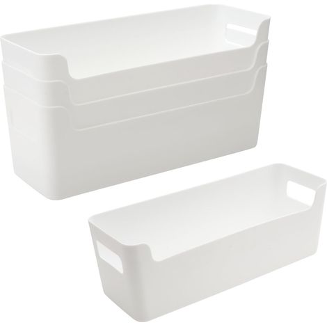 4 pièces boîte de rangement organisateur de salle de bain panier de rangement blanc, boîte de rangement de tiroir en plastique pour cuisine, papeterie, armoire, coiffeuse, câble de données