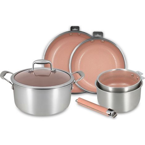 Batterie de cuisine 5 pièces en acier inoxydable avec 1 poignée, AGLAE (1/4)