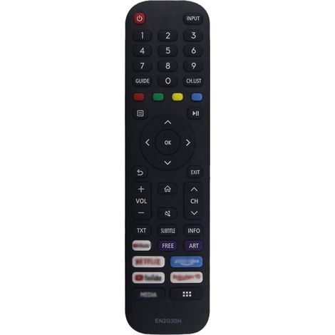 Geeignet als Fernbedienung für Hisense EN2G30H VIDAA Ultra HD-Fernseher mit Schnellzugriffstasten für Netflix, Amazon Prime, YouTube und Rakuten TV. (1/3)
