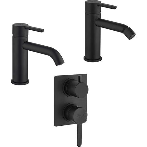 Miscelatori lavabo + bidet + incasso doccia con deviatore Jacuzzi rubinetteria Sunset nero per piletta click clack (1/5)