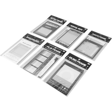 Lot de 6 cadres photo rétro de style mixte, en PET durable, avec autocollants décoratifs à personnaliser. (1/5)