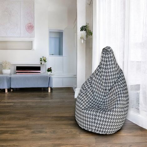 Talamo Italia Sitzsack mit "Pied de poule" Muster, schwarz-weiß, Maße 80 x 120 x 80 cm (1/3)