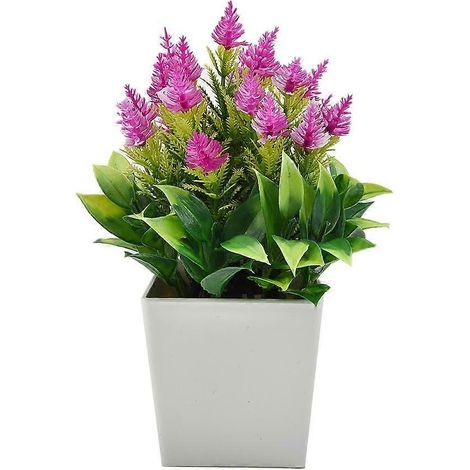 Plante artificielle en soie, fleur en rotin, bonsaï en pomme de pin, décoration de salonviolet (1/5)