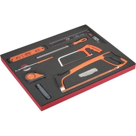 BAHCO - Kit d'outils de mesure et de coupe, module mousse 3/3 Fit&Go - 9 pcs