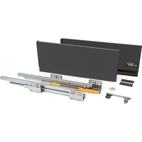 Emuca Cassetto esterno Concept 30kg, altezza 185mm, profondità 450mm, Acciaio, Grigio antracite