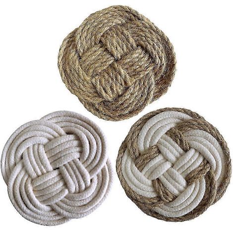 Ensemble de sets de table et sous-verres tissés de couleurs assorties, décoration de table style bohème pour les repas, accessoires de photographie, 3 pièces (1/5)