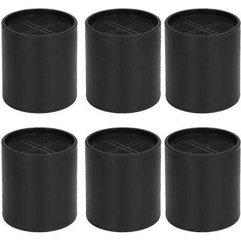 Six rallonges de pieds de meubles rondes en plastique noir de 4 pouces, compatibles avec les canapés de bureau à domicile. (1/5)