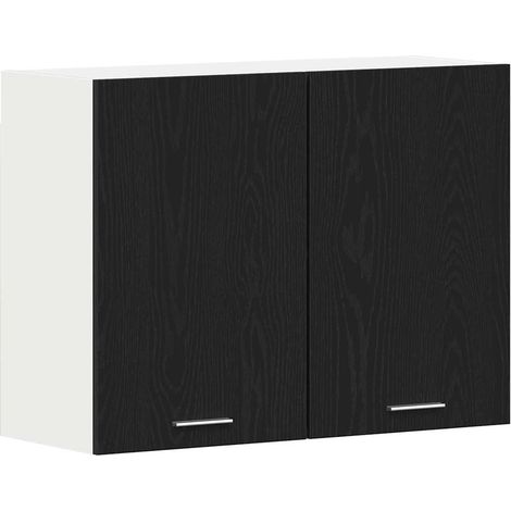 Armoire suspendue avec étagère Lyon Chêne noir 80 x 31 x 60 cm (1/5)