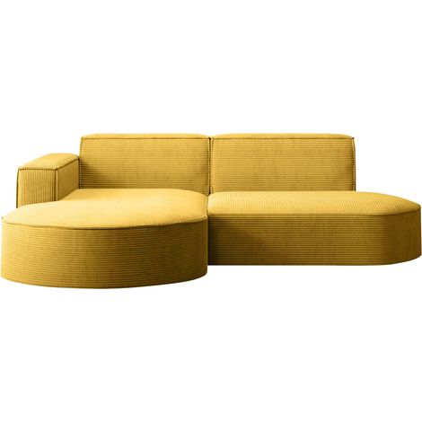 Ecksofa Designer MODENA STUDIO stoff Dicker cord Poso Gelb Links (1/5)