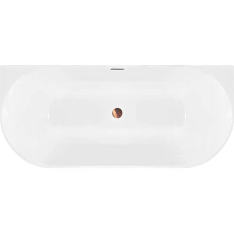 Vasca Bagno A Parete Rea Capri Slim 150 White With Black Plug Cap