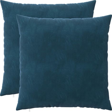 Housse de coussin 2 pcs HEERLEN Bleu 65 x 65 cm Velours (1/5)