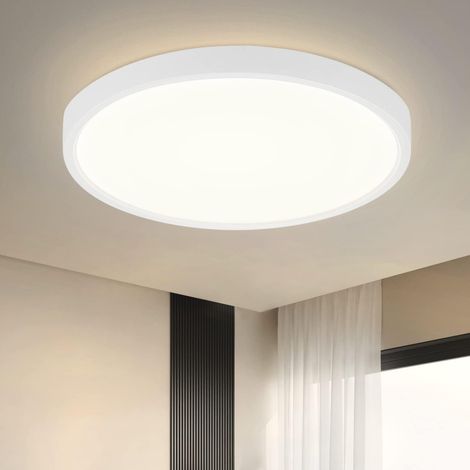 ZMH Plafonnier LED Cuisine - 15W Lampe de salle de bain Blanc neutre Plat Ø22cm Plafonnier de chambre IP44 Etanche Lampe de cuisine Blanc Lampe de couloir Rond pour salle de bain Entrée