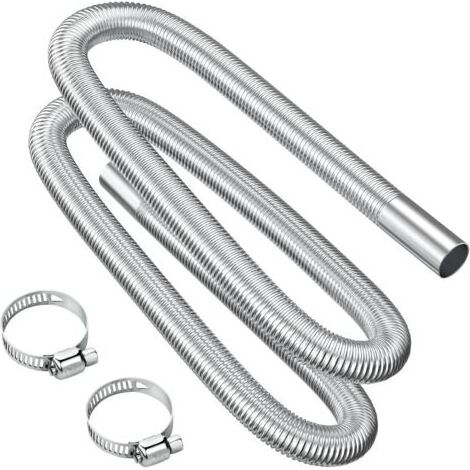 Tuyau d'échappement, 200cm Portable Flexible Tuyau d'échappement en Acier Inoxydable avec 2 Colliers en Acier IOnoxydable, Tuyau d'Echappement de Voiture(25mm) pour Chauffage Diesel Voiture (1/5)