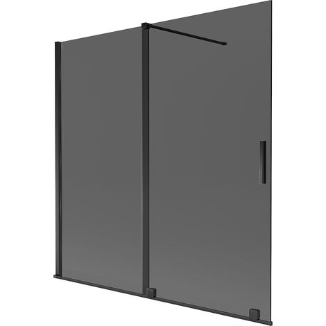 Mexen Velar mampara de baño 2 puertas correderas 160 x 150 cm, grafito, negro - 896-160-000-41-70 (1/2)