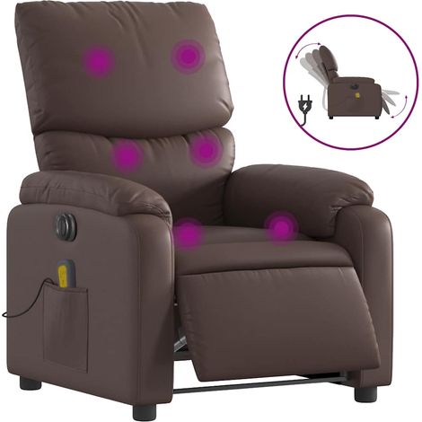 Maison Exclusive - Massagesessel Elektrisch Braun Kunstleder