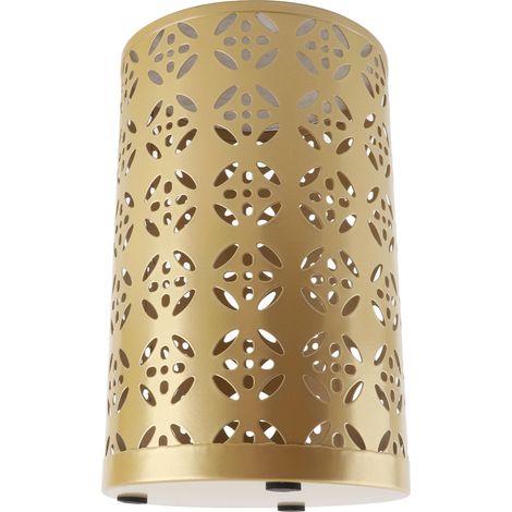 Porte-parapluie rond en métal doré, élégant et ajouré, motif cuivre, pour entrée. Dimensions : 23 x 15 x 15 cm / 9,1 x 5,9 x 5,9 pouces. (1/5)