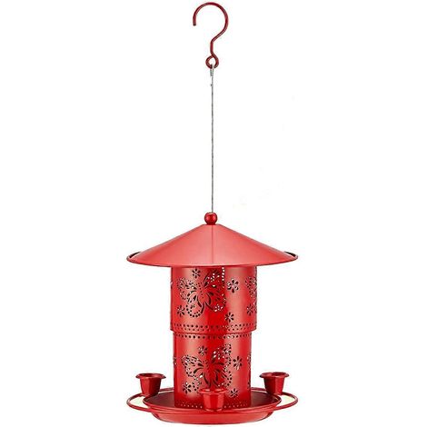 Mangeoire à oiseaux suspendue à double couche pour l'extérieur, avec abreuvoir anti-écureuils. (1/5)