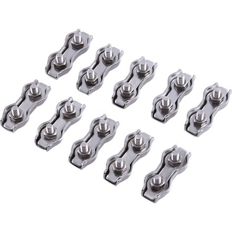 Lot de 10 pinces duplex M3 en acier inoxydable pour câbles et cordes, avec étrier (1/5)