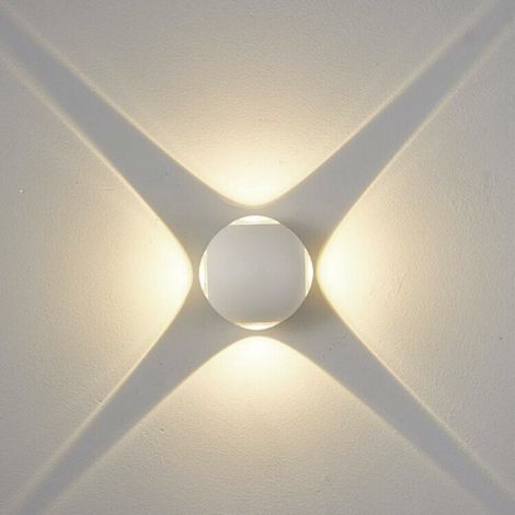 Applique LED da Parete 12W IP54, Design Moderno Rotondo, 4 Emissioni di Luce, 1200 lm, Bianco, Effetto Croce, Interni ed Esterni - Colore della luce: Luce Naturale