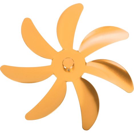 Pales de ventilateur de poêle en alliage d'aluminium, 7 pales, installation facile, remplacement universel pour ventilateur de cheminée, couleur or (1/5)
