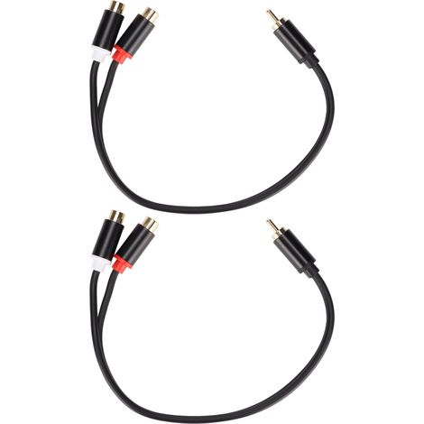 Câble répartiteur RCA 2 pièces, 1 mâle vers 2 femelles, câble adaptateur RCA stéréo en Y plaqué or pour caisson de basses HDTV (1/4)
