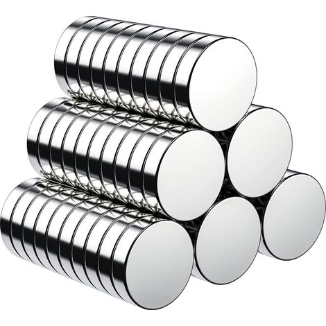 Lot de 60 Aimants Néodyme Ultra Puissants 10x2mm, Petits Aimants Ronds pour Frigo, Tableau Blanc, Porte, Bricolage - Boîte de Rangement Incluse (1/3)