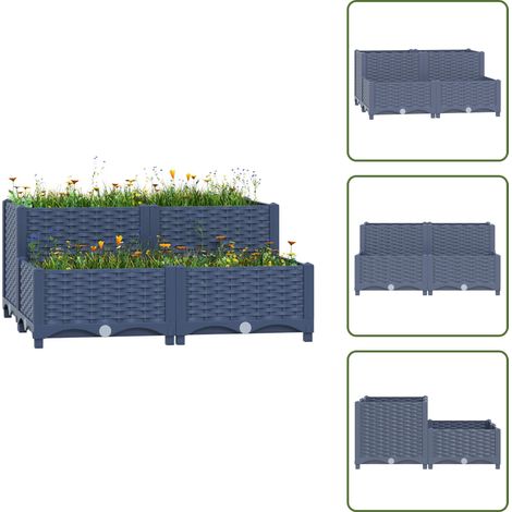 Lit surélevé 80x80x38 cm Polypropylène - Jardinière - Bac De Culture - Planter Surélevé - Décoration Extérieur - Jardin Vertical (1/5)