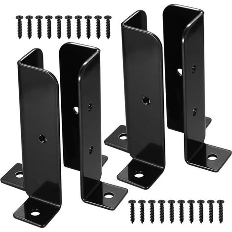 – Supports de poteau réglables en métal – Lot de 4 – Résistants à la corrosion – Pour béton et bois – Installation facile avec trous pré-percés (1/5)