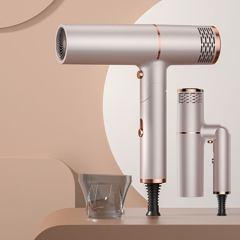 Sèche-cheveux ionique professionnel, Seche Cheveux Voyage Pliable avec 2 réglages de température 3 vitesses, Faible bruit, léger et pliable pour tous les types de cheveux, bleu