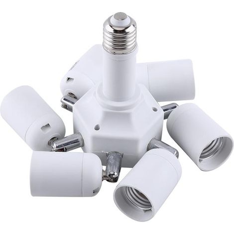 Douille E27 vers 6x E27 Pliable, Adaptateur Multiprise Orientable en PBT Résistant à la Chaleur, Idéal pour Éclairage Photo et Maison (1/4)