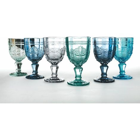 Villa d'Este Home Tivoli 5907720 Syrah Set 6 Calici Vino in Vetro 265 ml colore Ocean (1/5)