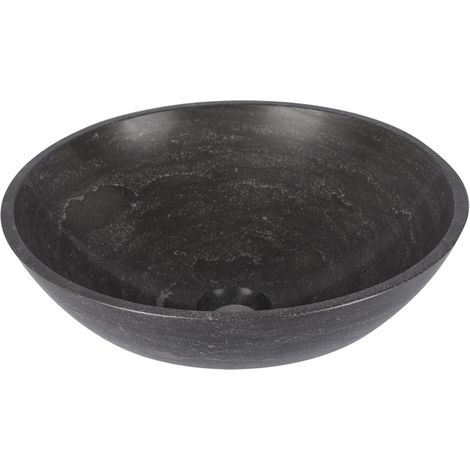 Vasque en pierre naturelle Differnz Limestone - 40x40x15cm - rond - anthracite brillant (1/3)