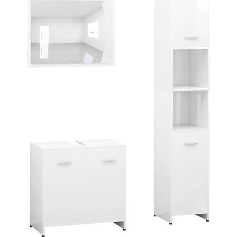 vidaXL Juego muebles de baño 3 pzas madera de ingeniería blanco (1/2)