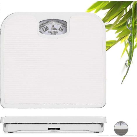 Balance de sol blanche pour adultes, capacité maximale 130 kg, plateforme compacte 26,5 × 24 cm, précision élevée, affichage LCD clair, design moderne et sécurisé