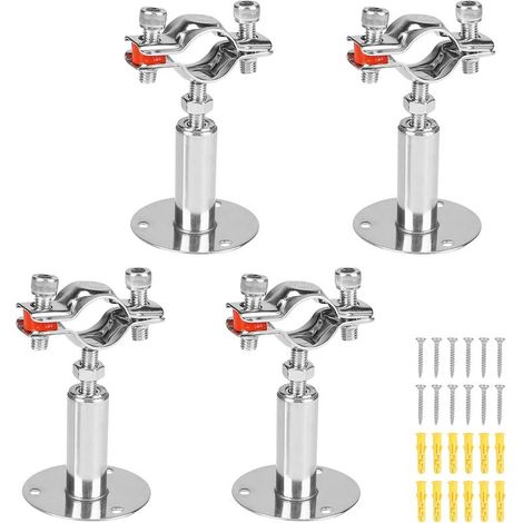 4-piece set of adjustable pipe brackets for Φ25-27 mm, stainless steel wall mounting clamp with 12 screws and dowels, ceiling clamp for attaching poles (1/5)
