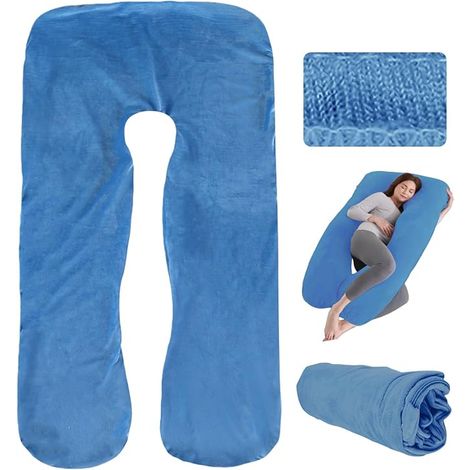 U Shape Pregnancy Pillowcase:Body Pillow Cover, Cover for Pregnancy Nursing Pillow, 140 x 80 cm, Dark Blue (1/5)